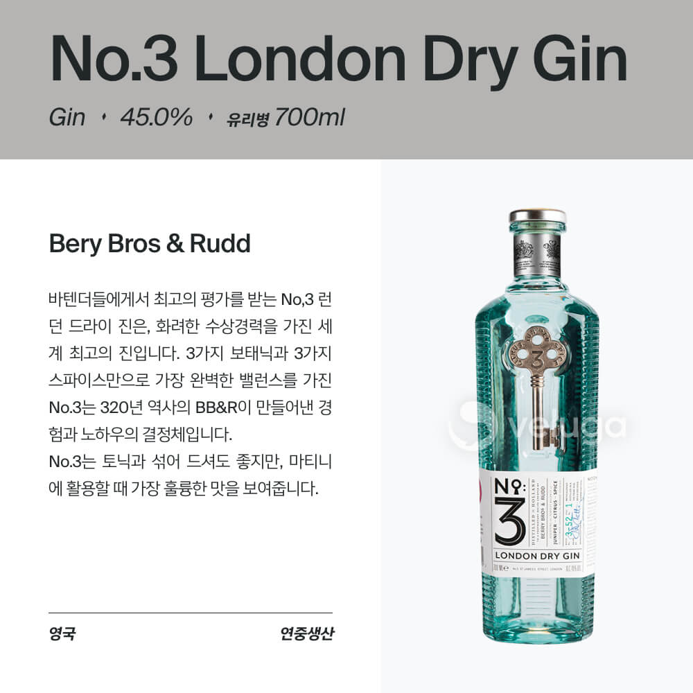 넘버 3 런던 드라이 진(No.3 London Dry Gin) - 벨루가